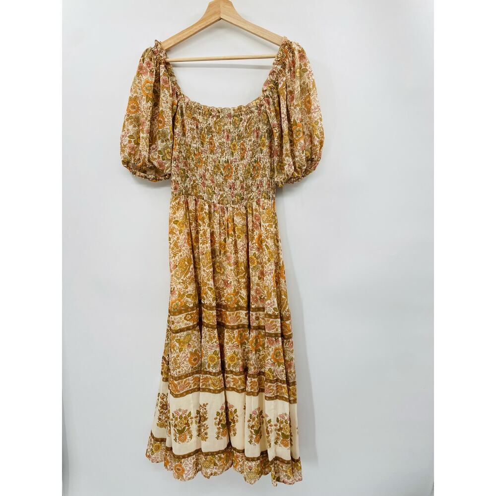 Spell & The Gypsy Co S Juniper Shirred Floral Smocked Midi Dress - Picture 4 of 8